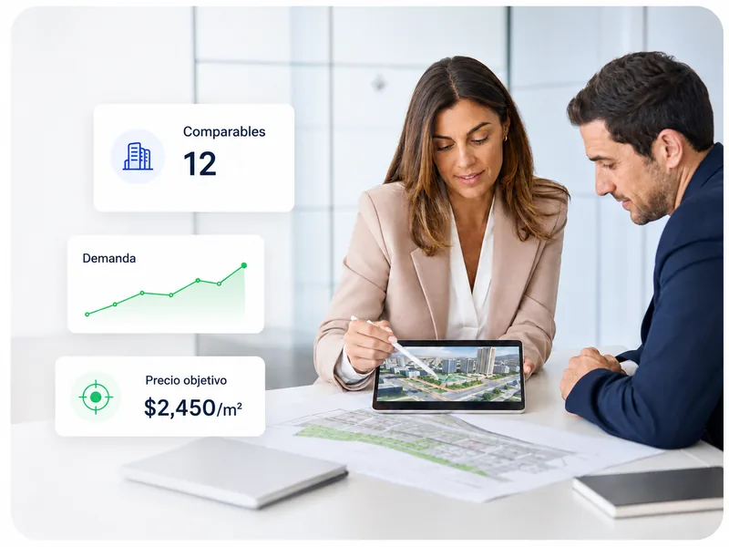 Equipo revisando información para evaluar una decisión inmobiliaria